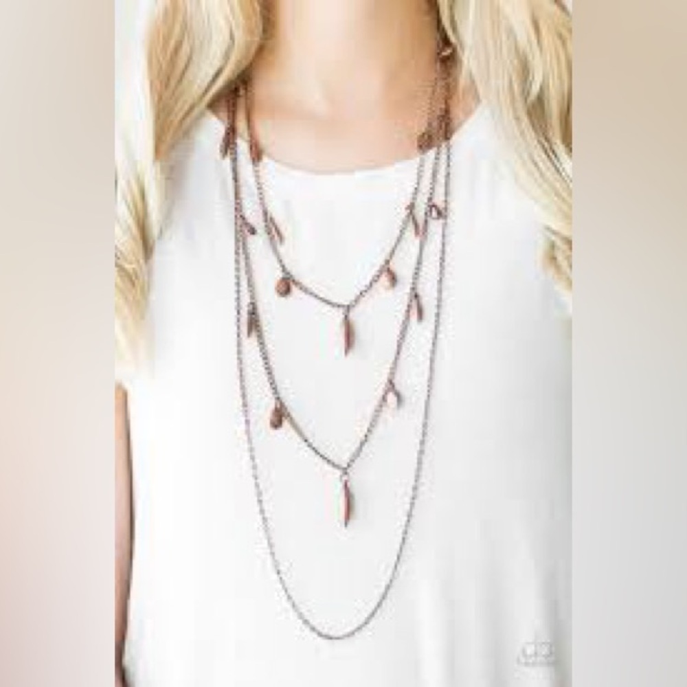 Paparazzi Copper Bravo Bravado Necklace with Earrings